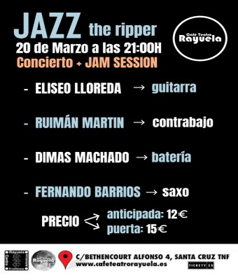 Jazz the ripper + Jam Session, en el Café Teatro Rayuela en Santa Cruz de Tenerife