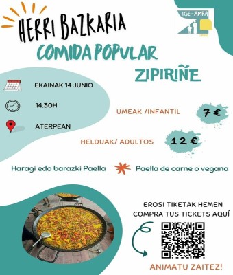 Zipiriñeko Herri Bazkaria - IGE - Comida popular Zipiriñe - AMPA en Bizkaia