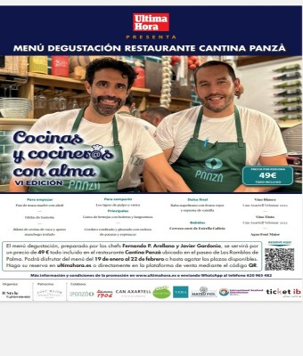 Menú degustación 'Cantina Panzà' Cocinas y cociner@s con alma 'VI edición' en Balears, Illes