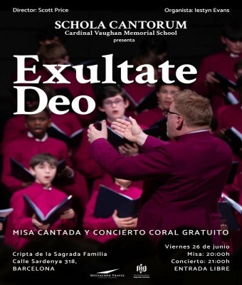 Misa Cantada y Concierto Gratuito  SCHOLA CANTORUM CARDINAL VAUGHAN M.S. en Barcelona