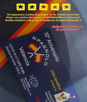 X aniversario de SPAGNOLO VALENCIA en beneficio de la Fundación Infantil Ronald McDonald en Valencia/València