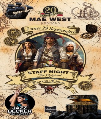 Discoteca Mae West Granada - Piratas del Caribe Staff Night 2025 Lunes 29 Septiembre