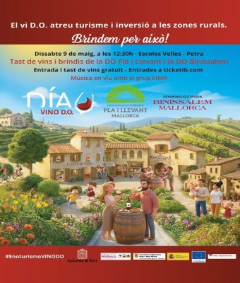 DIA DEL VI AMB DENOMINACIÓ D'ORIGEN-TAST GRATUÏT DE VI I BRINDIS AMB DO PLA I LLEVANT I DO BINISSALEM- #EnoturismoVinoDO en Balears, Illes