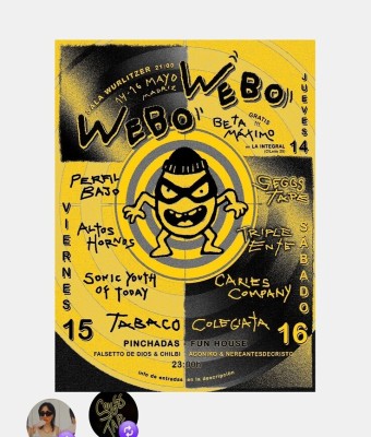 WEBO WEBO 16 MAYO @WURLITZER BALLROOM en Madrid