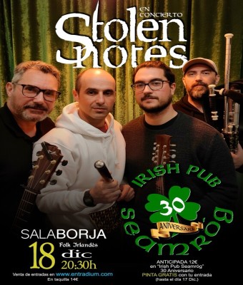 Concierto Aniversario del pub irlandés Seamrog con Stolen Notes. en Valladolid