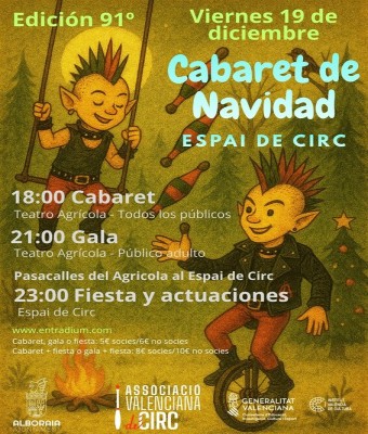 91º CABARET DE CIRCO Y FIESTA DE NAVIDAD Y SOLSTICIO - VIERNES 19/12/2025 en Valencia/València