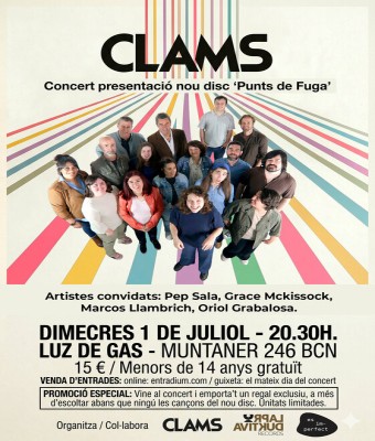 Clams - Concert presentació nou disc 'Punts de Fuga' a Luz de Gas en Barcelona