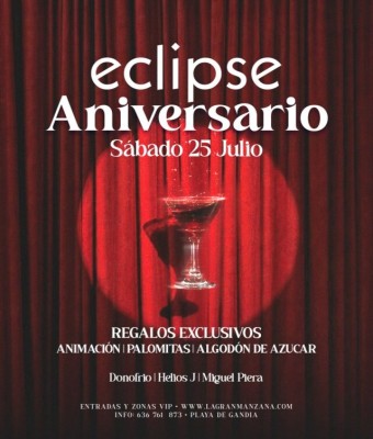 ECLIPSE | ANIVERSARIO - SÁBADO 25 JULIO en Valencia