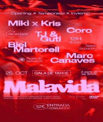 MALAVIDA 25/10 CAFÉ MILANO GALA DE TARDE en Balears, Illes