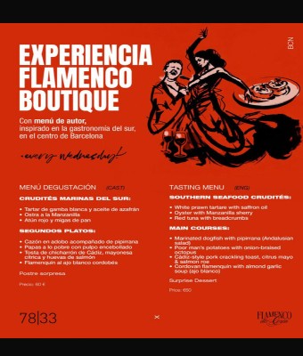 Experiencia Flamenco Boutique con cena de autor · 7833 x Flamenco de Cerca en Barcelona