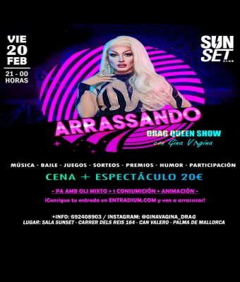 DRAG QUEEN SHOW CENA CON ESPECTÁCULO (SALA SUNSET) en Balears, Illes