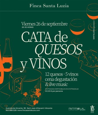 Cata de Quesos y Vinos en Finca Santa Luzia en Alicante/Alacant