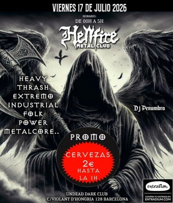HELLFIRE METAL CLUB - Cerveza a 2 euros  hasta la 01:00 !! en Barcelona