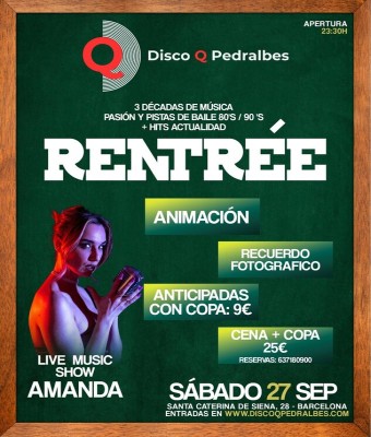 RENTRÉE SÁBADO 27 SEPTIEMBRE en Barcelona
