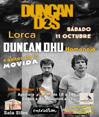 SAB. 11/10 DUNCAN DHU Tributo - Sala SILOS Lorca Murcia - Madremía