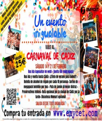 14 DE FEBRERO - VIAJE AL CARNAVAL DE CÁDIZ 2026 - EMYCET VIAJES