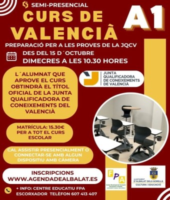 CURS DE VALENCIÀ A1 2025-2026 en Valencia
