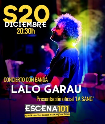 Lalo Garau: presentación oficial de LA SANG con banda e ilustraciones en vivo, en Escena 101  en Balears, Illes