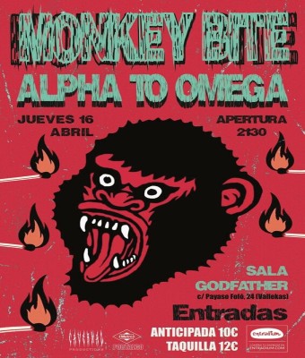 16/MARZO: MONKEY BITE + ALPHA TO OMEGA en Madrid