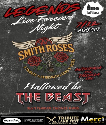 Legends Live Forever: Tributos a Iron maiden, guns and roses y Aerosmith en Barcelona