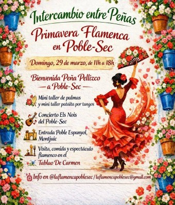 Bienvenida primavera, ¡vamos al tablao! E intercambio entre peñas flamencas. en Barcelona