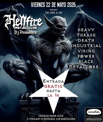 HELLFIRE METAL CLUB (Entrada Gratis de 00:00 a 01:00) en Barcelona